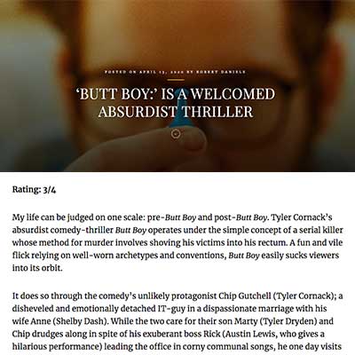 ‘BUTT BOY:’ IS A WELCOMED ABSURDIST THRILLER